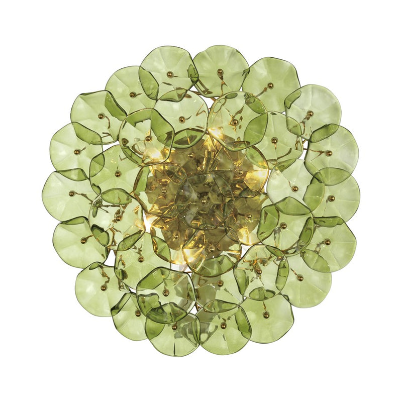 Crystorama Esme 6Lt 22.5" Semi Flush Mount, Aged Brass/Green