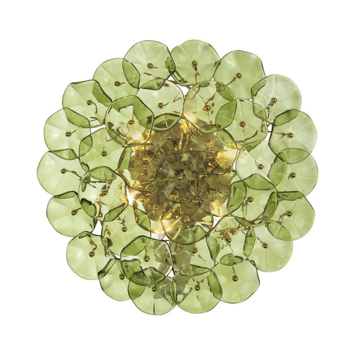 Crystorama Esme 6Lt 22.5" Semi Flush Mount, Aged Brass/Green