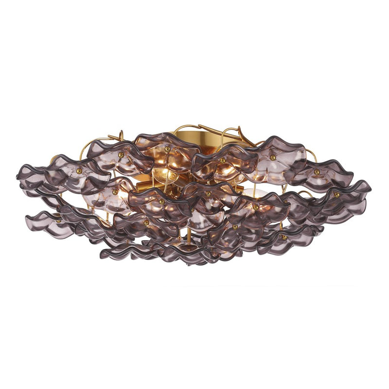 Crystorama Esme 6Lt 22.5" Semi Flush Mount, Aged Brass/Smoke