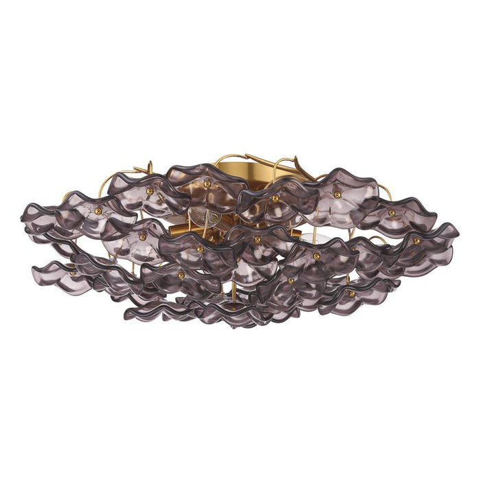Crystorama Esme 6Lt 22.5" Semi Flush Mount, Aged Brass/Smoke