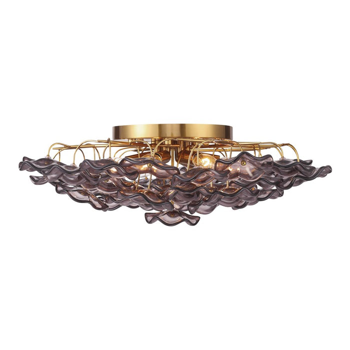 Crystorama Esme 6Lt 22.5" Semi Flush Mount, Aged Brass/Smoke