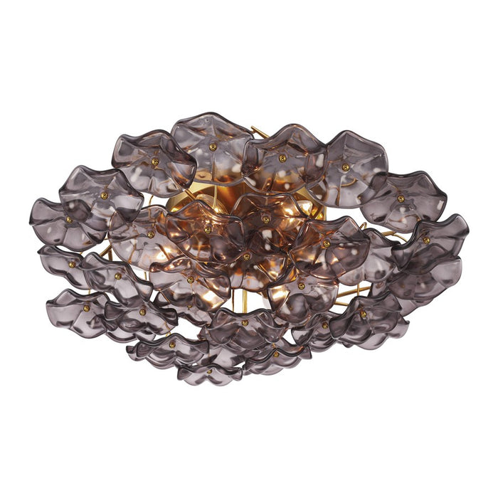 Crystorama Esme 6Lt 22.5" Semi Flush Mount, Aged Brass/Smoke