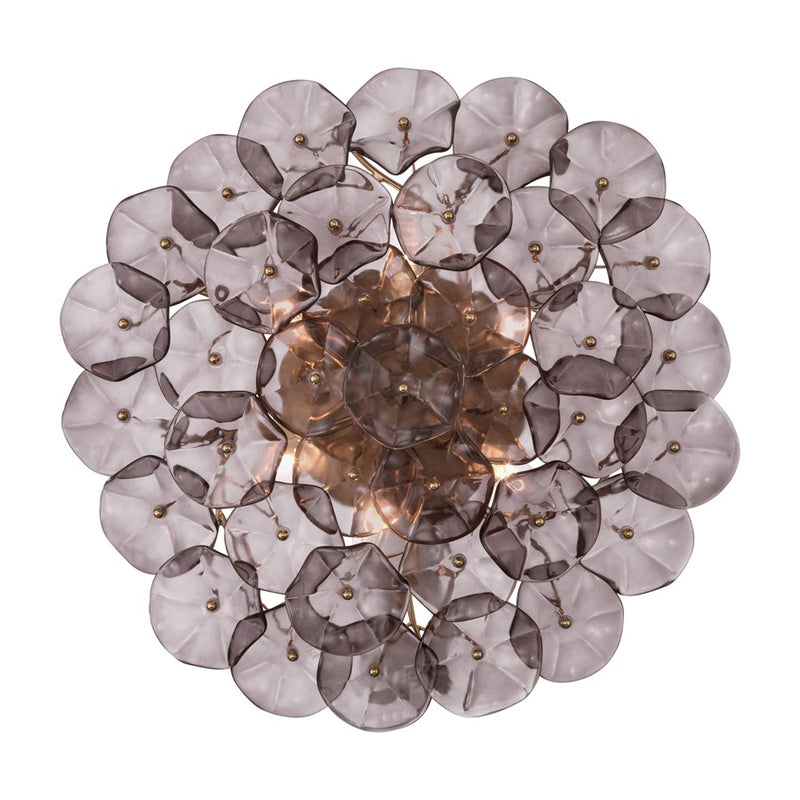 Crystorama Esme 6Lt 22.5" Semi Flush Mount, Aged Brass/Smoke