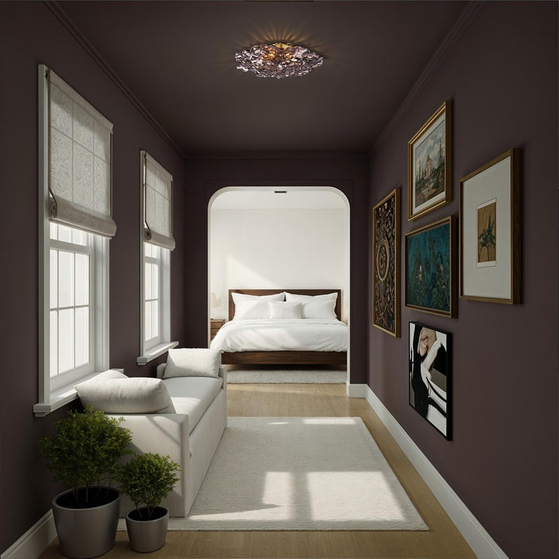Crystorama Esme 6Lt 22.5" Semi Flush Mount, Aged Brass/Smoke