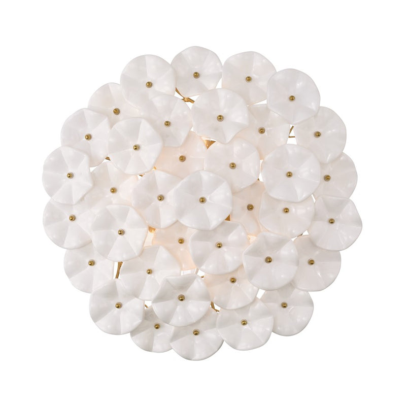 Crystorama Esme 6Lt 22.5" Semi Flush Mount, Aged Brass/White