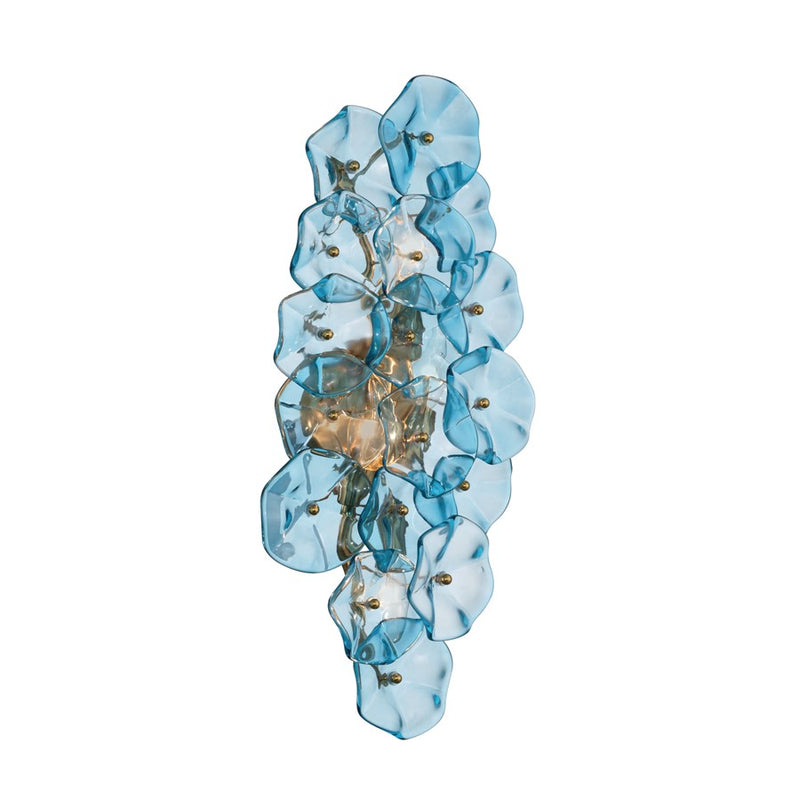 Crystorama Esme 4 Light 23" Sconce, Aged Brass/Blue