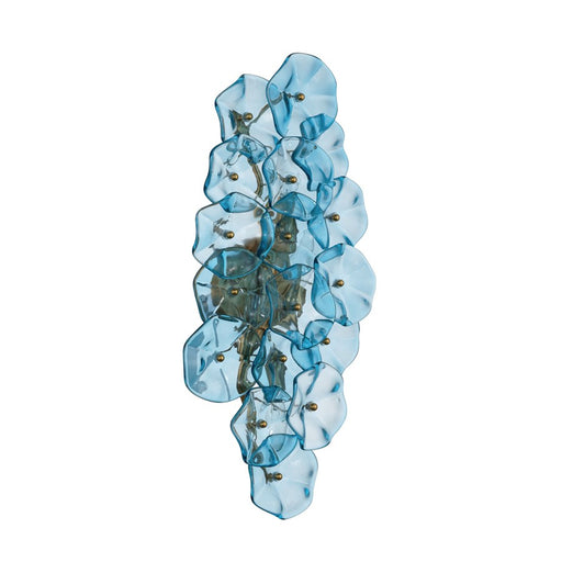 Crystorama Esme 4 Light 23" Sconce, Aged Brass/Blue