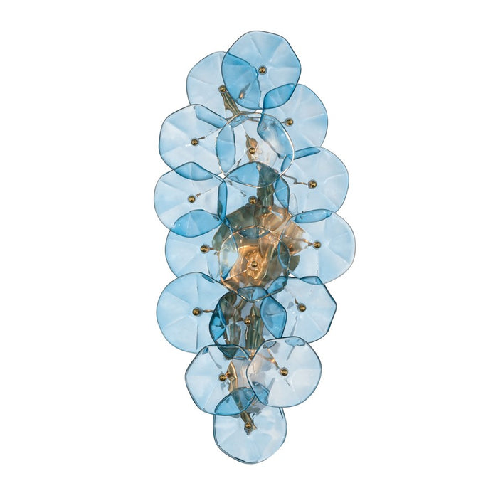 Crystorama Esme 4 Light 23" Sconce, Aged Brass/Blue