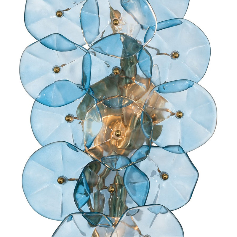 Crystorama Esme 4 Light 23" Sconce, Aged Brass/Blue