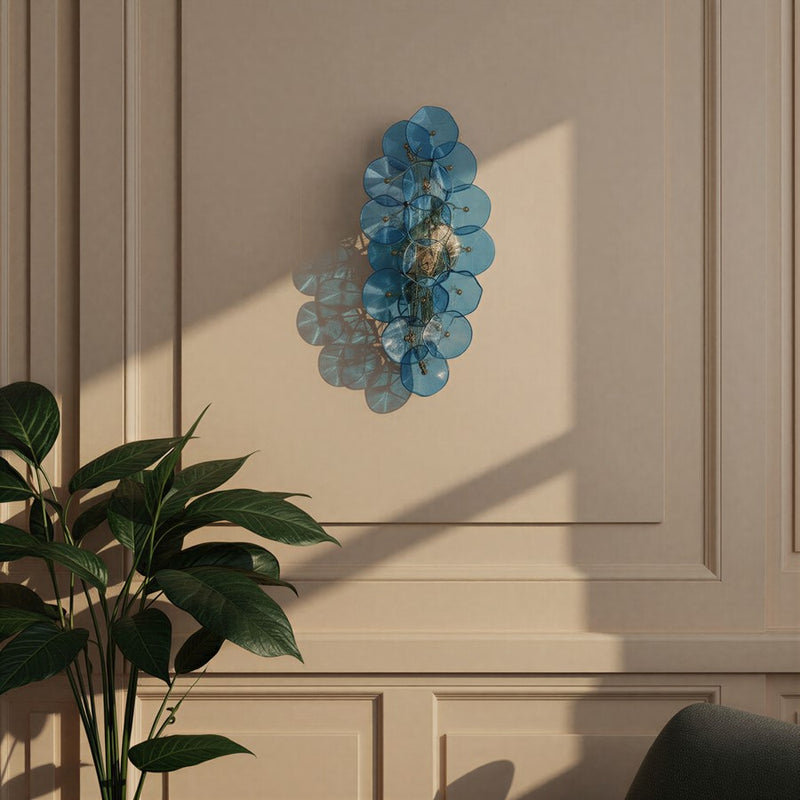 Crystorama Esme 4 Light 23" Sconce, Aged Brass/Blue