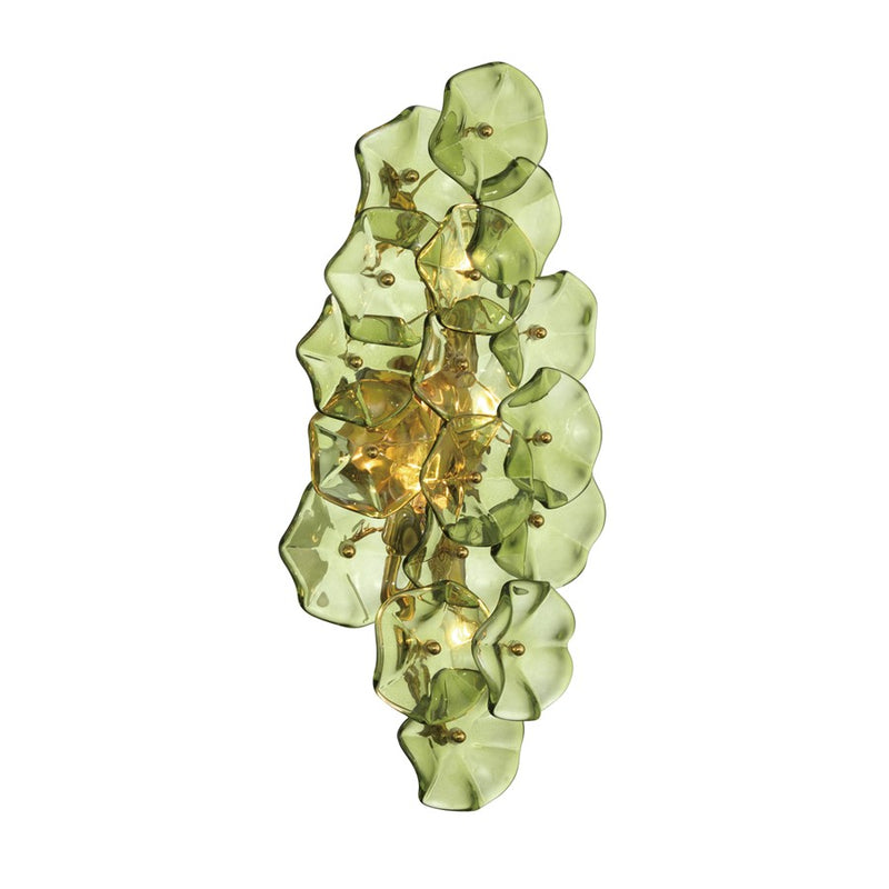 Crystorama Esme 4 Light 23" Sconce, Aged Brass/Green