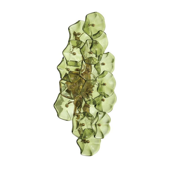 Crystorama Esme 4 Light 23" Sconce, Aged Brass/Green