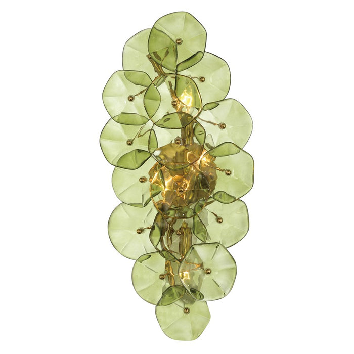 Crystorama Esme 4 Light 23" Sconce, Aged Brass/Green