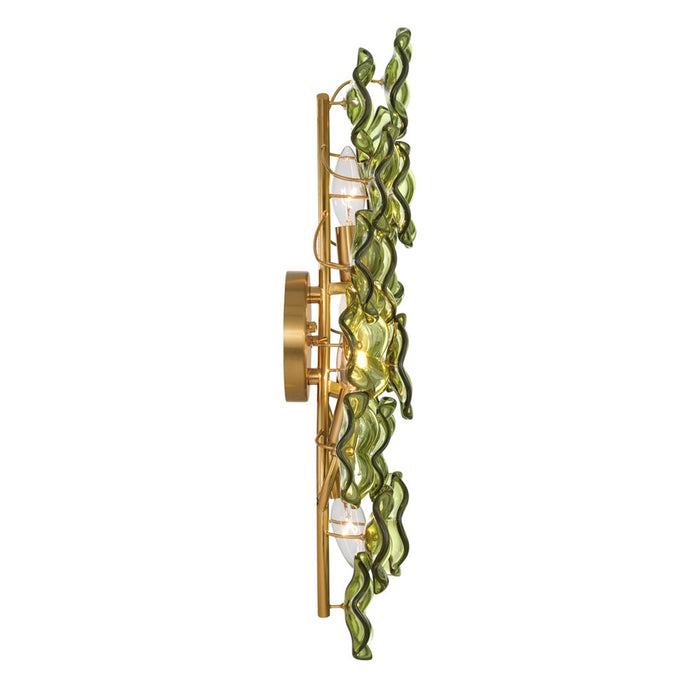 Crystorama Esme 4 Light 23" Sconce, Aged Brass/Green