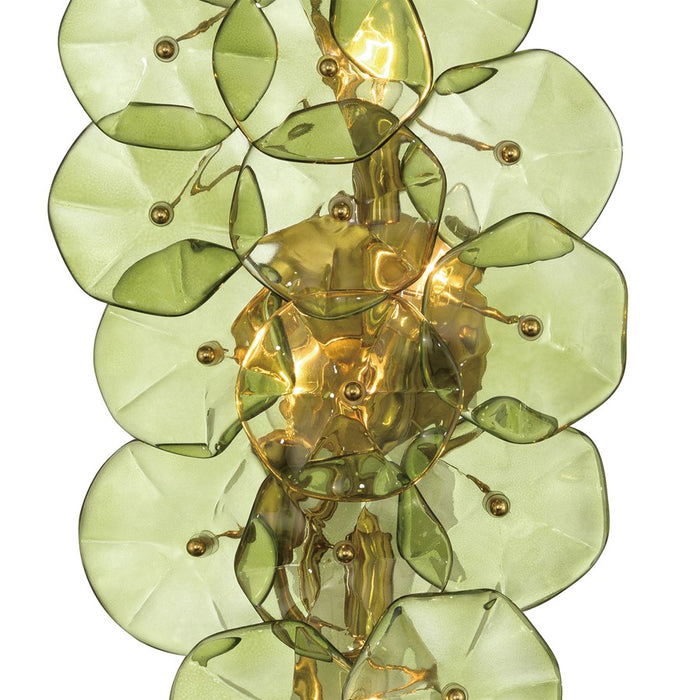 Crystorama Esme 4 Light 23" Sconce, Aged Brass/Green