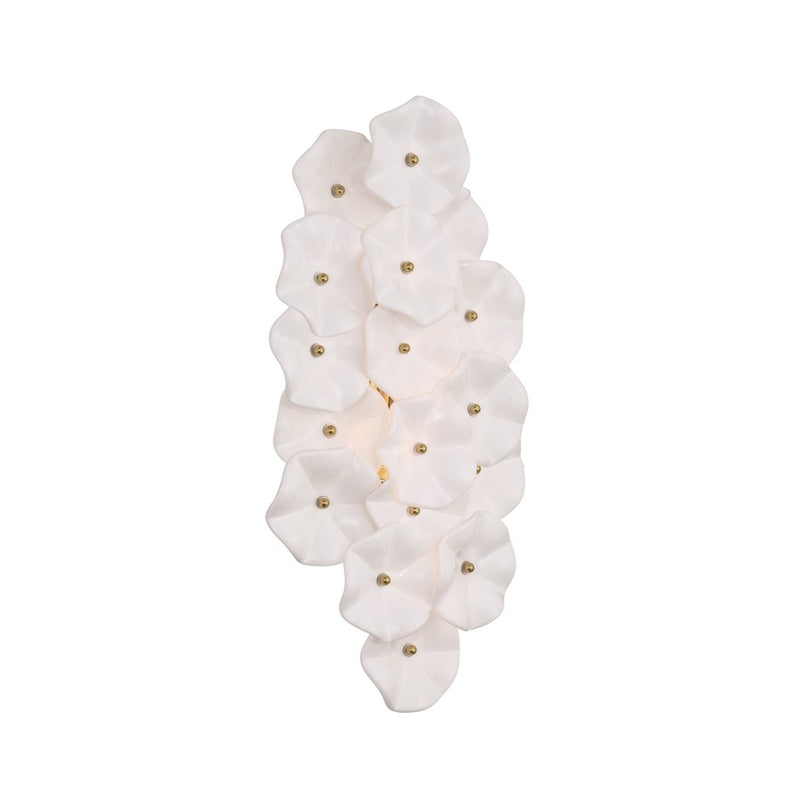 Crystorama Esme 4 Light 23" Sconce, Aged Brass/White