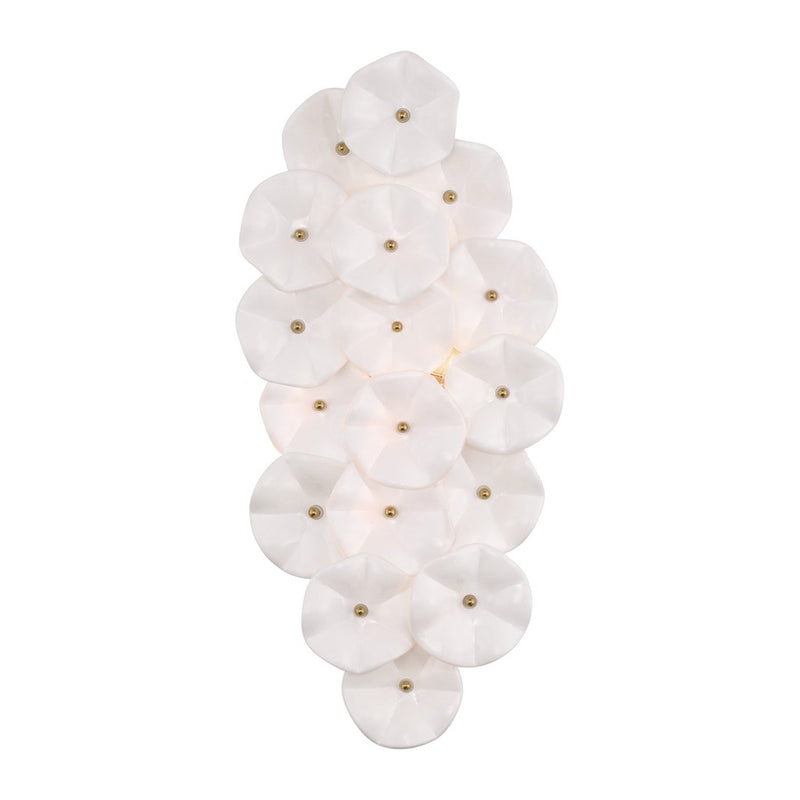 Crystorama Esme 4 Light 23" Sconce, Aged Brass/White