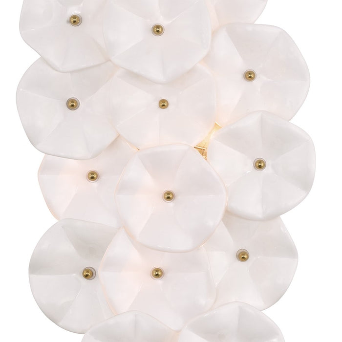 Crystorama Esme 4 Light 23" Sconce, Aged Brass/White