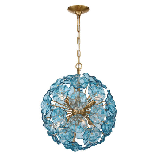 Crystorama Esme 6 Light 18.25" Chandelier, Aged Brass/Blue - ESM-4005-AG-BL