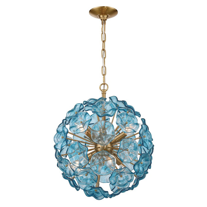 Crystorama Esme 6 Light 18.25" Chandelier, Aged Brass/Blue - ESM-4005-AG-BL