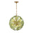 Crystorama Esme 6 Light 18.25" Chandelier, Aged Brass/Green