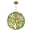 Crystorama Esme 6 Light 18.25" Chandelier, Aged Brass/Green