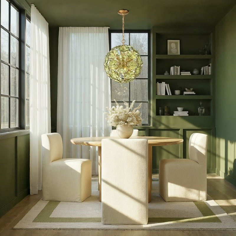 Crystorama Esme 6 Light 18.25" Chandelier, Aged Brass/Green