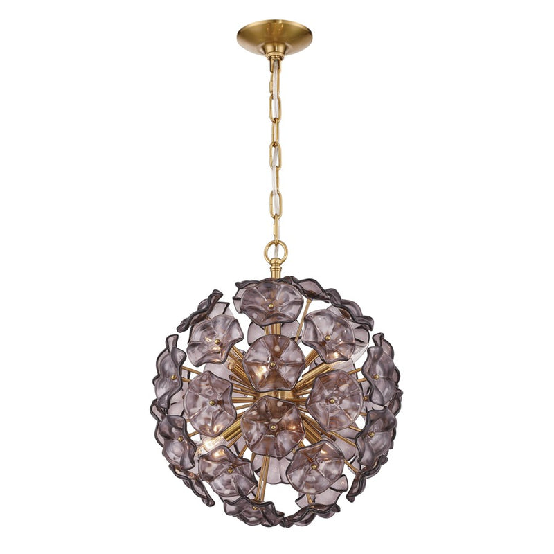 Crystorama Esme 6 Light 18.25" Chandelier, Aged Brass/Smoke