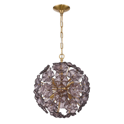 Crystorama Esme 6 Light 18.25" Chandelier, Aged Brass/Smoke