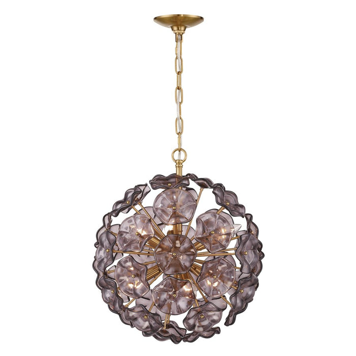 Crystorama Esme 6 Light 18.25" Chandelier, Aged Brass/Smoke