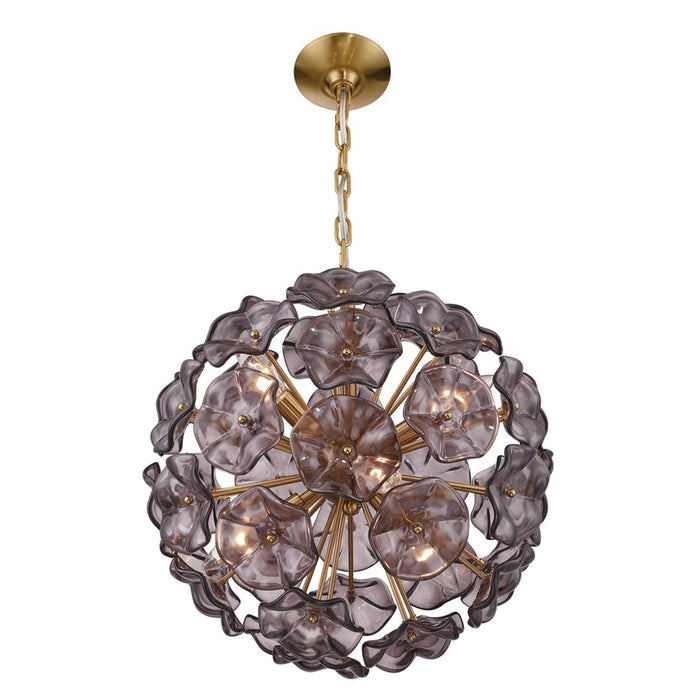 Crystorama Esme 6 Light 18.25" Chandelier, Aged Brass/Smoke