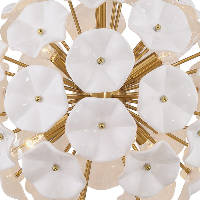 Crystorama Esme 6 Light 18.25" Chandelier, Aged Brass/White