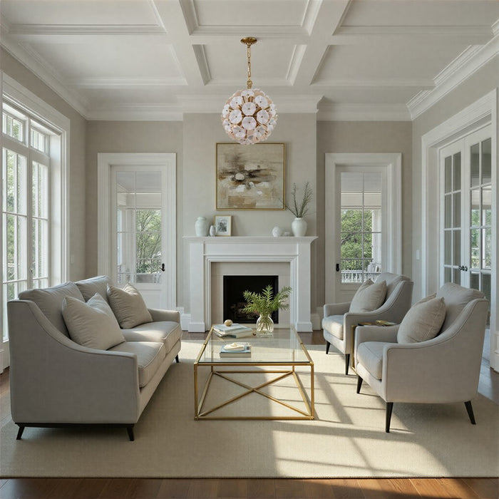 Crystorama Esme 6 Light 18.25" Chandelier, Aged Brass/White