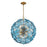 Crystorama Esme 9 Light Pendant, Brass/Floral Glass Petals Blue - ESM-4006-AG-BL