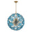 Crystorama Esme 9 Light Pendant, Brass/Floral Glass Petals Blue