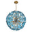 Crystorama Esme 9 Light Pendant, Brass/Floral Glass Petals Blue
