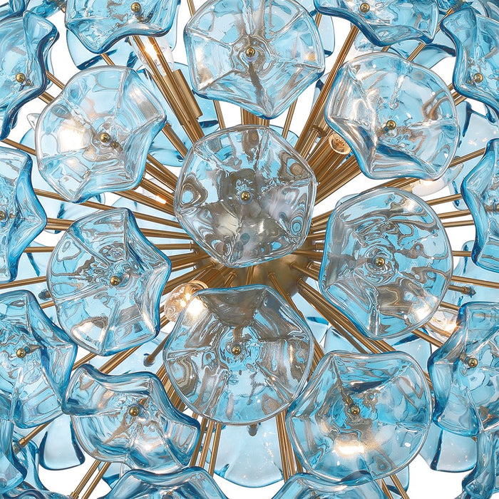 Crystorama Esme 12 Light 28" Chandelier, Aged Brass/Blue