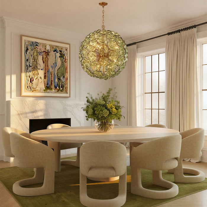 Crystorama Esme 12 Light 28" Chandelier, Aged Brass/Green