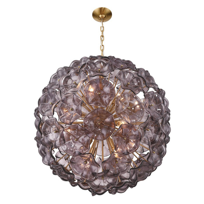 Crystorama Esme 12 Light 28" Chandelier, Aged Brass/Smoke