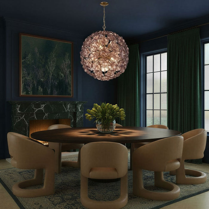 Crystorama Esme 12 Light 28" Chandelier, Aged Brass/Smoke