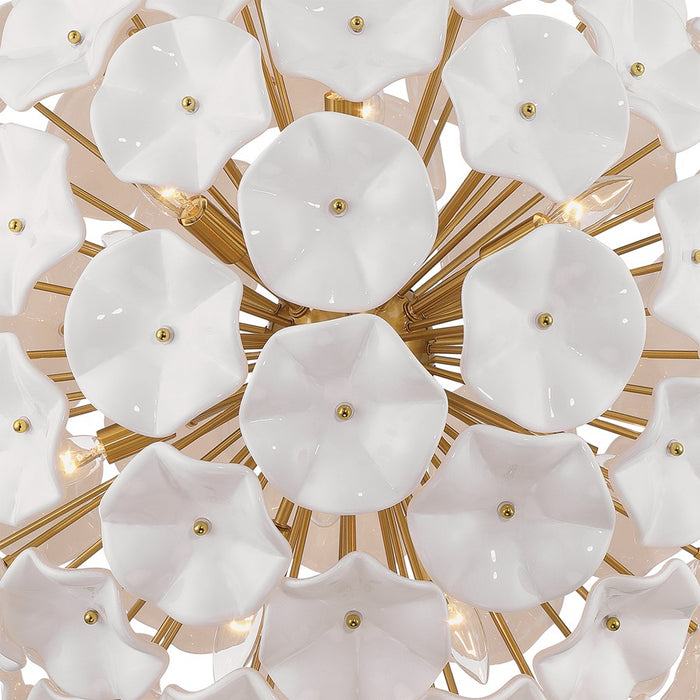 Crystorama Esme 12 Light 28" Chandelier, Aged Brass/White