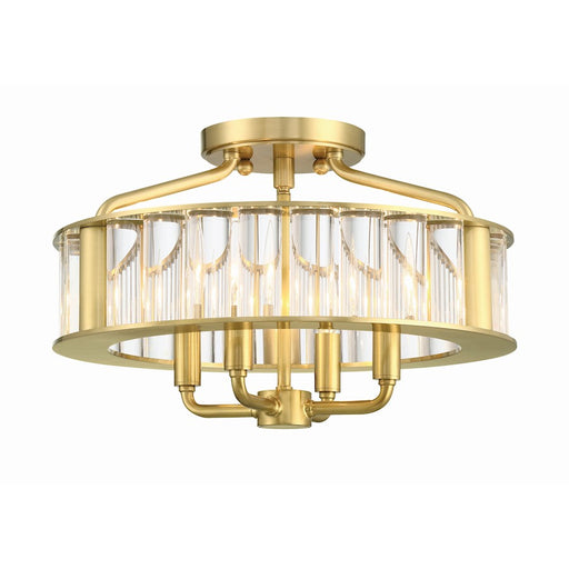 Crystorama Farris 4 Light Flush Mount, Aged Brass