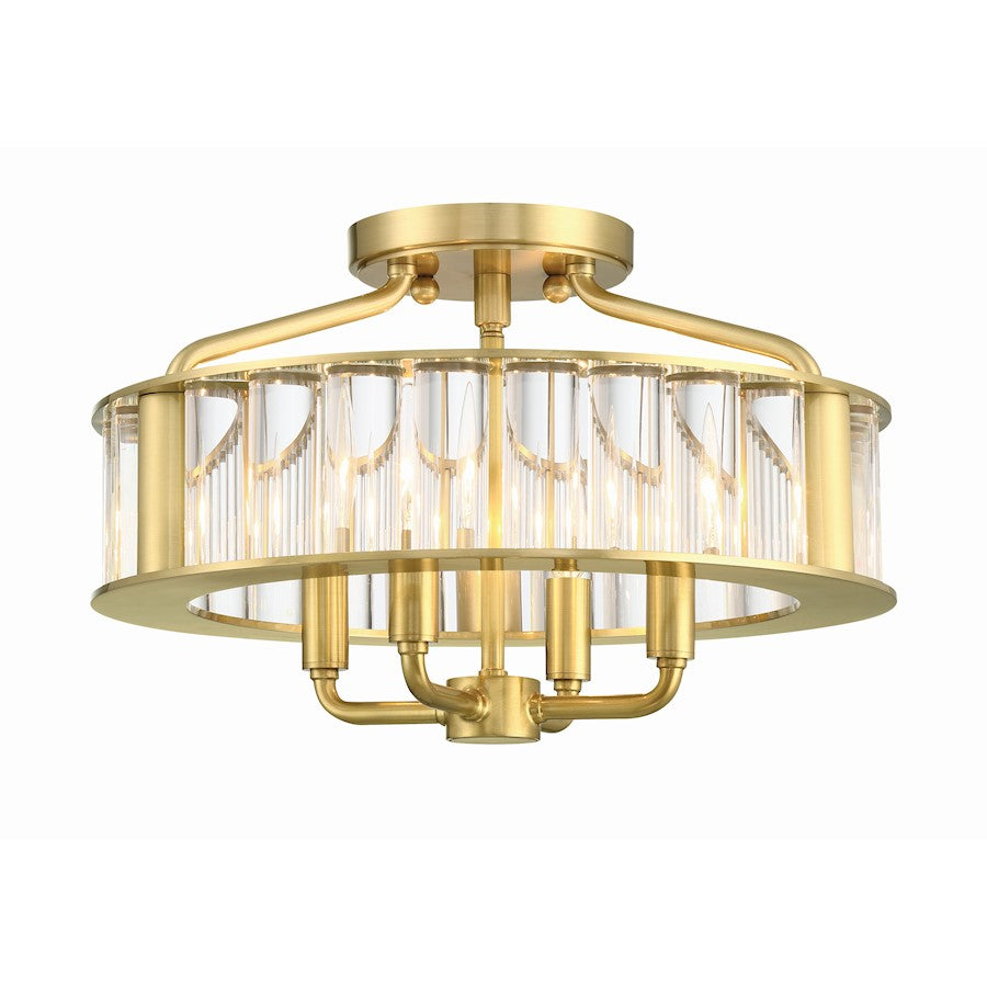 Crystorama Farris 4 Light Flush Mount, Aged Brass