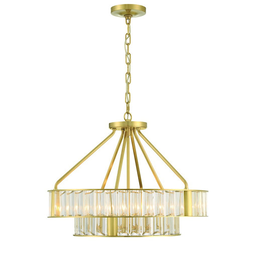 Crystorama Farris 6 Light Chandelier, Aged Brass