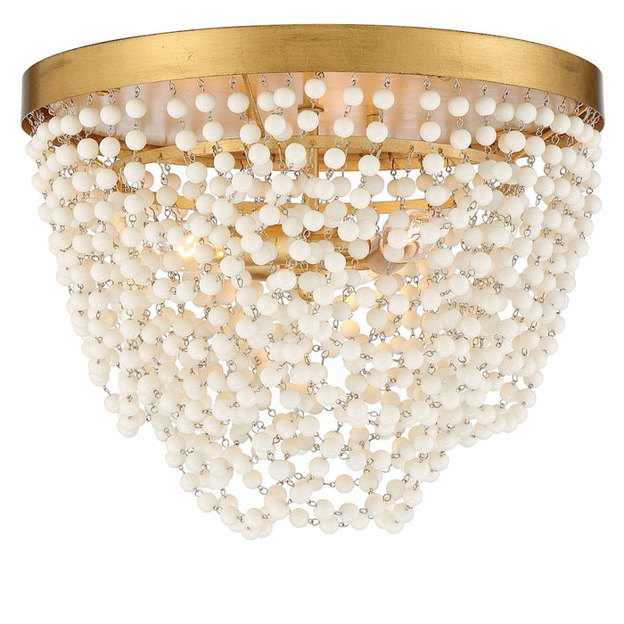 Crystorama Fiona 3 Light Ceiling Mount, Antique Gold