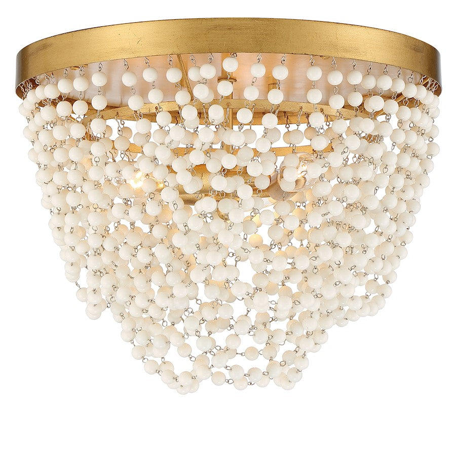 Crystorama Fiona 3 Light Ceiling Mount, Antique Gold