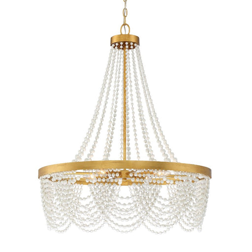 Crystorama Fiona 4 Light Chandelier, Antique Gold with Beads