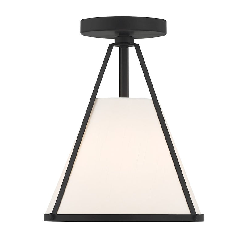 Crystorama Fulton 1 Light Semi Flush Mount, Black/White