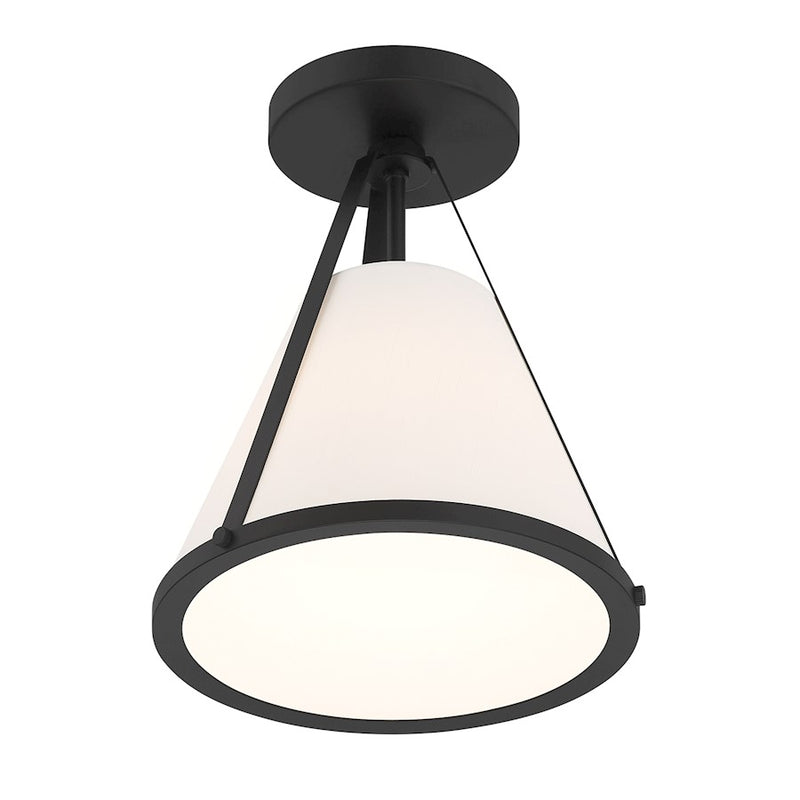 Crystorama Fulton 1 Light Semi Flush Mount, Black/White