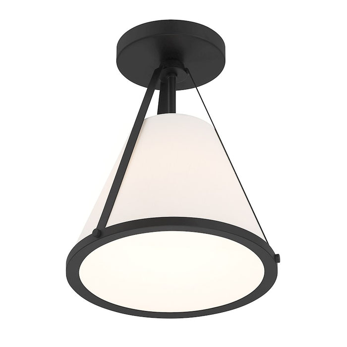 Crystorama Fulton 1 Light Semi Flush Mount, Black/White